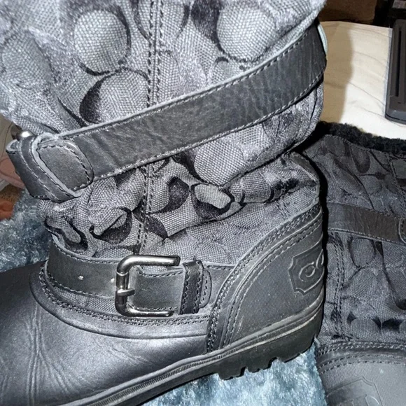 Vintage coach boots sz 8.5 monogram logo black canvas/sherpa  Y2K - NWOT - Picture 9 of 15